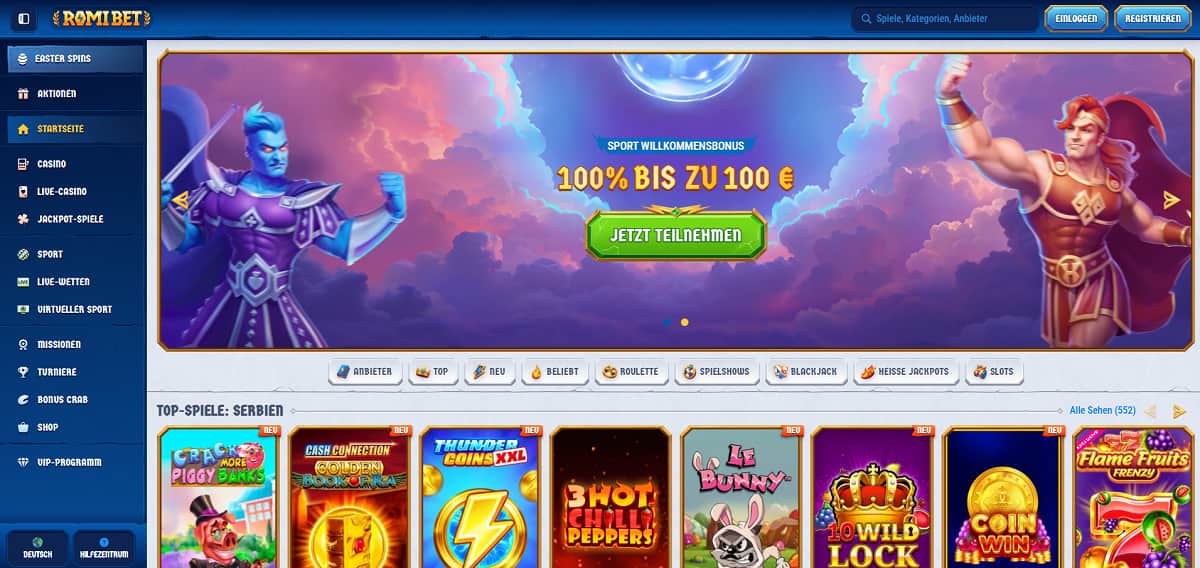 Im direkten Vergleich überzeugt Romibet mit einer transparenten Struktur und vielen flexiblen Zahlungswegen. Wer nach einem casino ohne einzahlung sucht, merkt an der Kasse schnell, dass das dort klar ausgewiesene Willkommenspaket von 100 % bis zu 500 € und 200 Freispielen die weitaus lohnendere Option ist, um das Portfolio ausgiebig zu testen.
